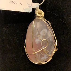 Cherry Blossom Agate #30, Polished Stone Pendant